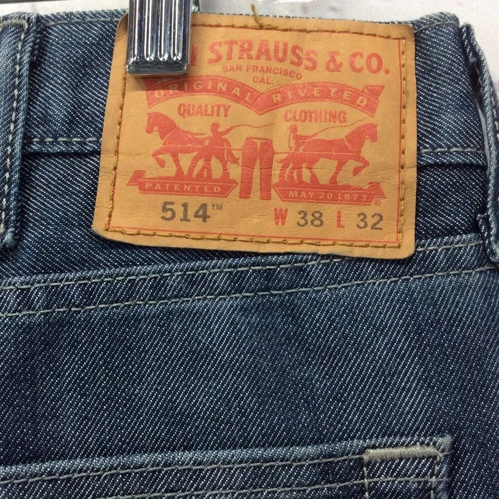 Levi's 514 Jeans Men's Size 38x32 Blue Med Wash Stretch Straight Leg Festival